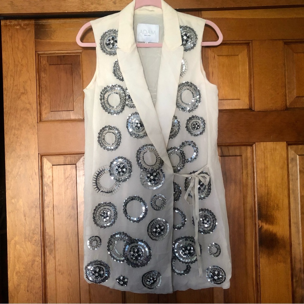 ADAM Silver Sequin Vest 4